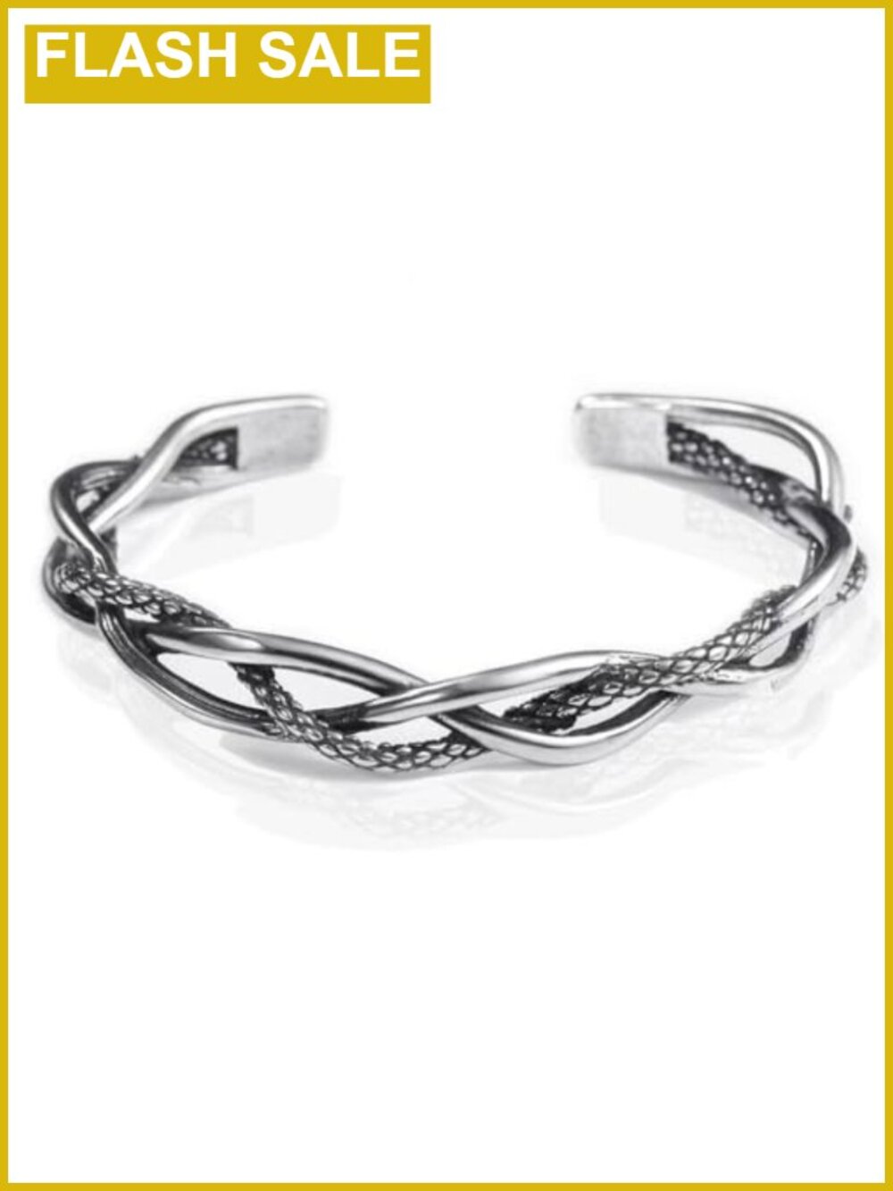 Stainless Steel Twisted Vine Open Cuff Bracelet Unisex Vintage Bangle